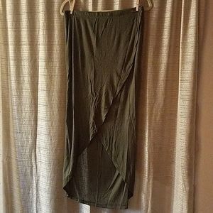 Olive Drab Green High Low Skirt